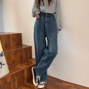 High-rise Straight-leg Thin Wide-leg Jeans Autumn