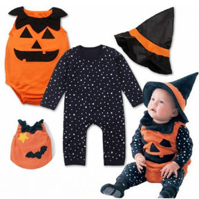 Children's Halloween Romper Pumpkin Jumpsuit Hat