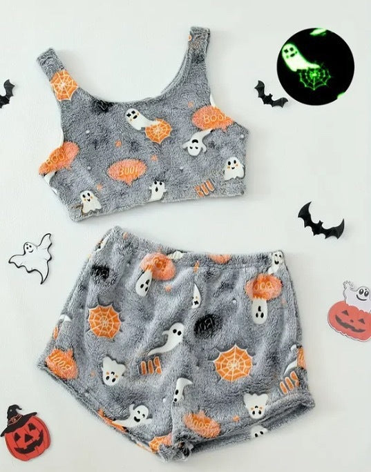 Women's Halloween Luminous Flannel Pajamas