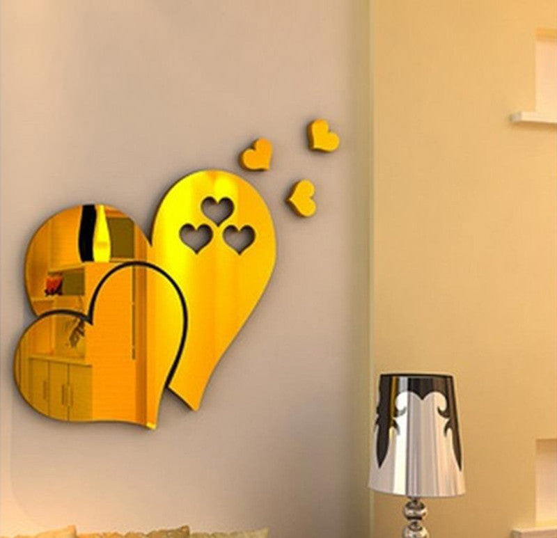 Heart-shaped mirror wall sticker