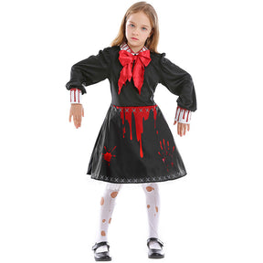 Horror Doll Bloody Zombie Scary Cosplay Costume For Kids