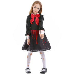 Horror Doll Bloody Zombie Scary Cosplay Costume For Kids