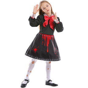 Horror Doll Bloody Zombie Scary Cosplay Costume For Kids