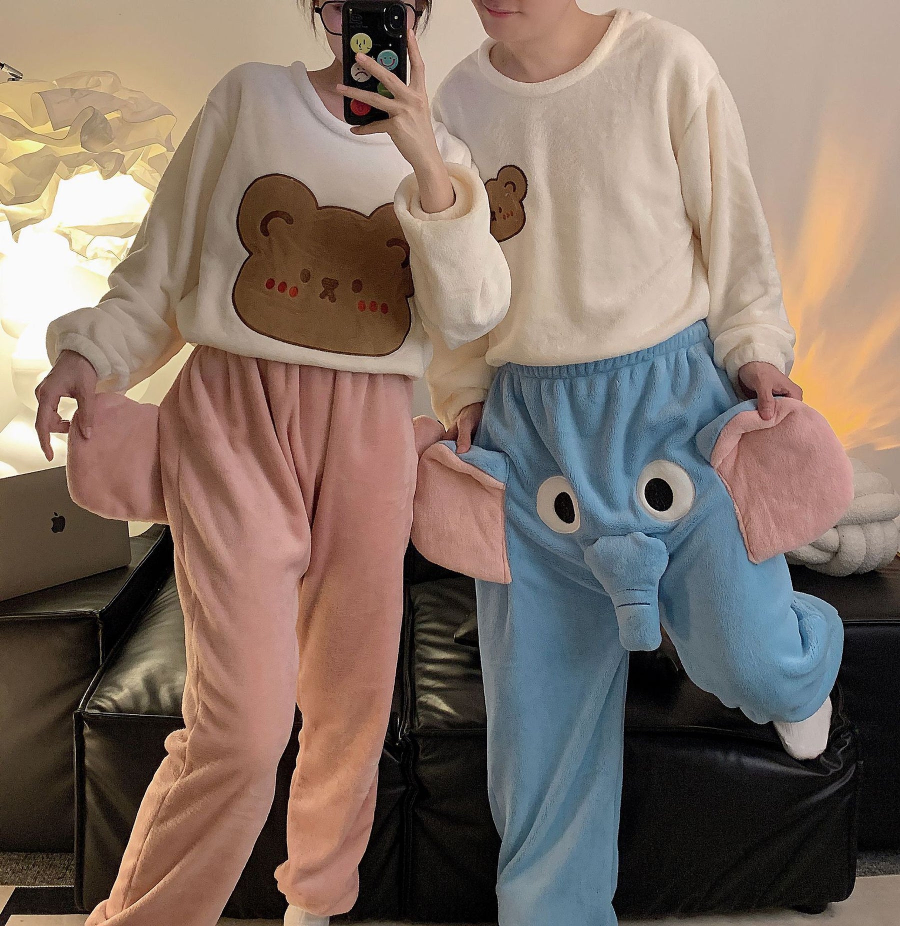 Unisex Funny Elephant Warm Pajamas