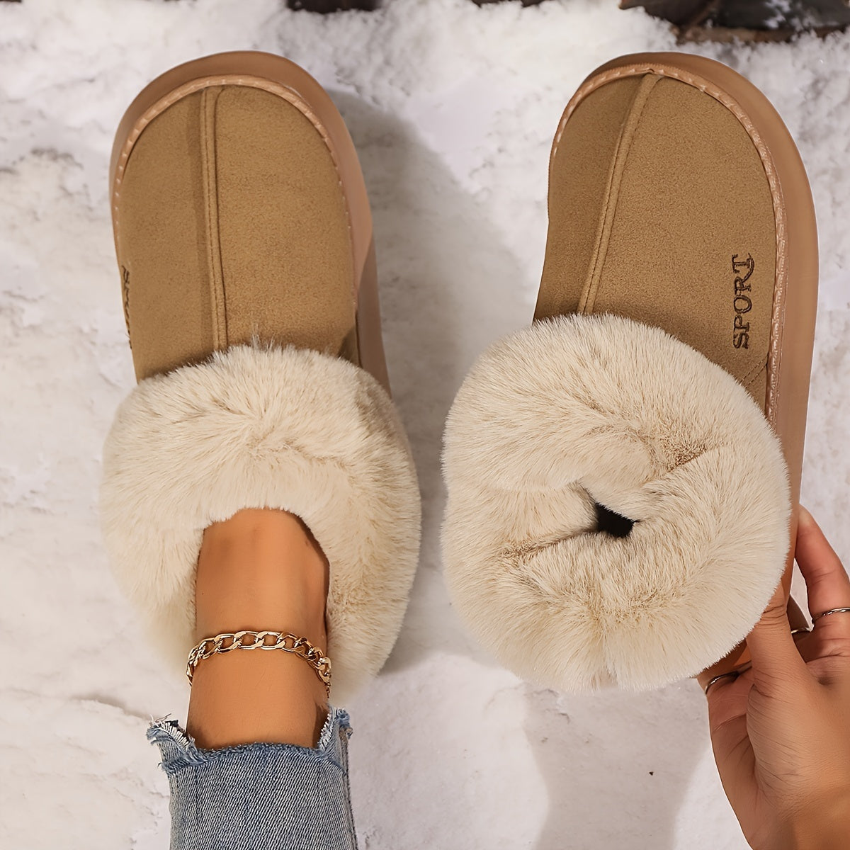 Cozy Plush Soft Unisex Slippers Shoes With Faux Fur outdoors & Indoor Wear