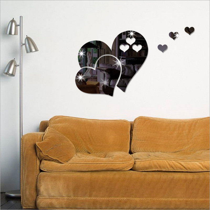 Heart-shaped mirror wall sticker