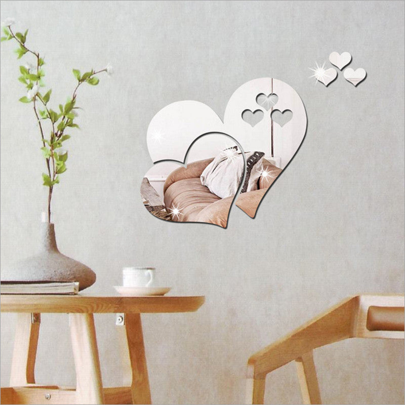 Heart-shaped mirror wall sticker