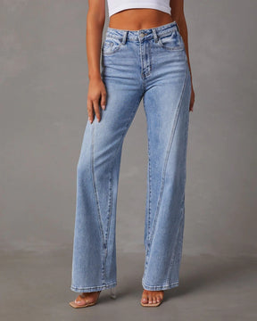 Casual Patchwork Women's Wide Leg Jeans