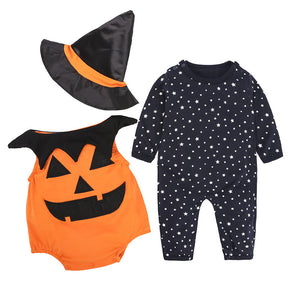 Children's Halloween Romper Pumpkin Jumpsuit Hat