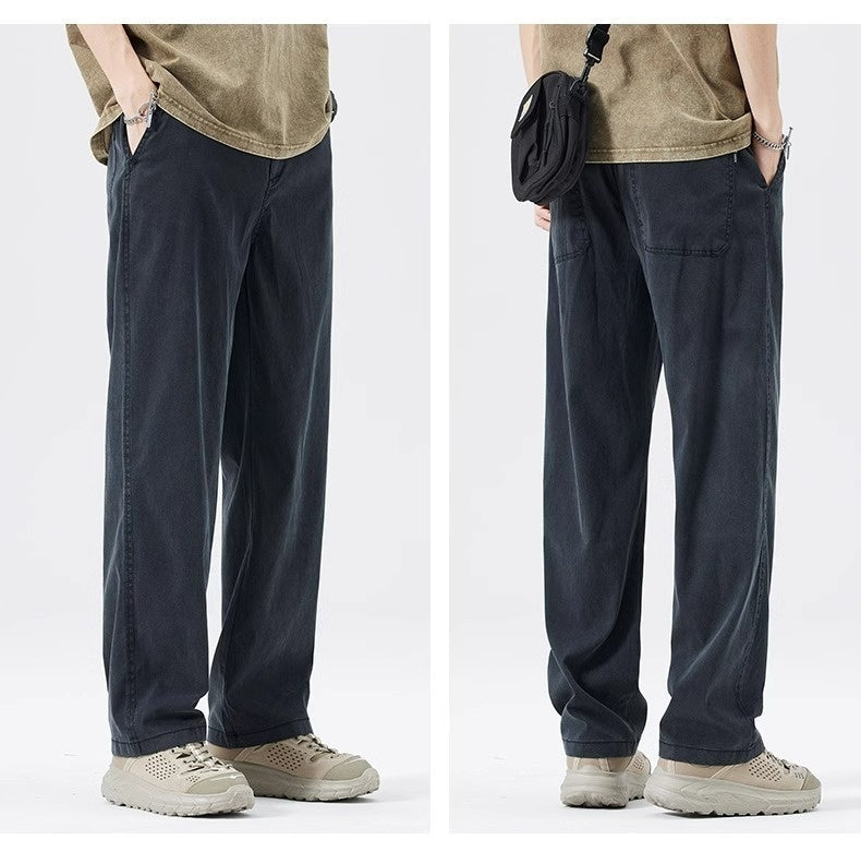 Loose Straight Drooping Denim Wide-leg Pants Men