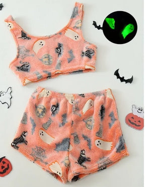 Women's Halloween Luminous Flannel Pajamas