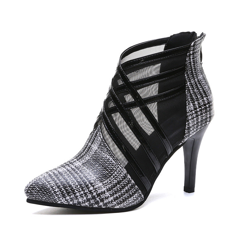 Mesh pointed toe stiletto heels