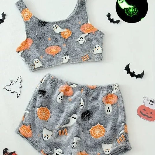 Women's Halloween Luminous Flannel Pajamas