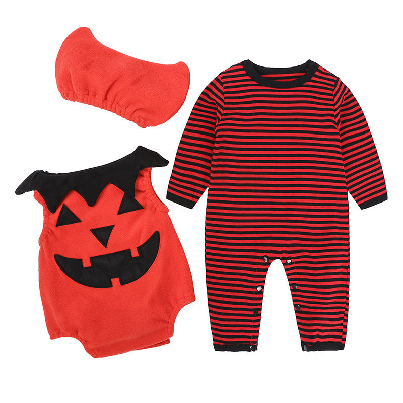 Children's Halloween Romper Pumpkin Jumpsuit Hat