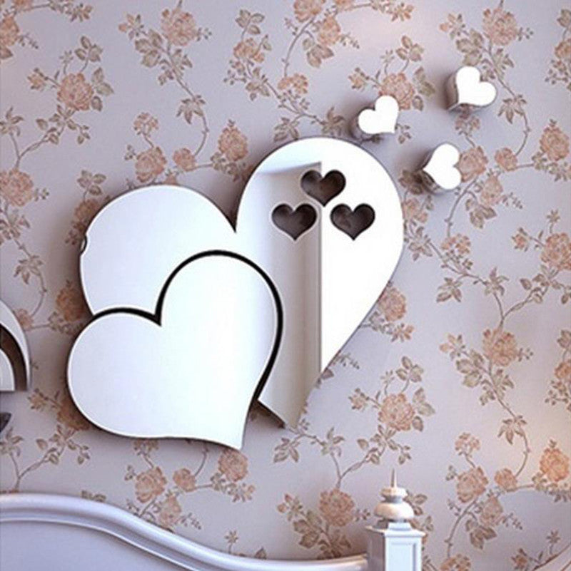 Heart-shaped mirror wall sticker