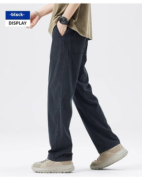 Loose Straight Drooping Denim Wide-leg Pants Men