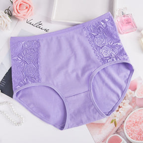 Women's Pure Cotton Lace Trim High Waist Large Size Panties