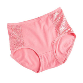 Women's Pure Cotton Lace Trim High Waist Large Size Panties