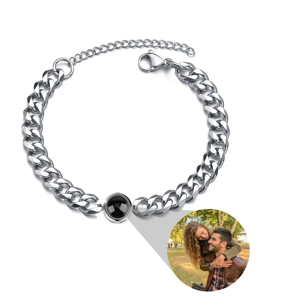 Titanium Steel Men And Women Personalized Photo Projection Custom Family Gathering Pet Couple Birthday Memory Bracele