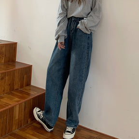 High-rise Straight-leg Thin Wide-leg Jeans Autumn