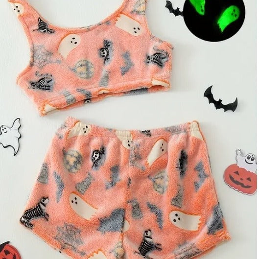 Women's Halloween Luminous Flannel Pajamas