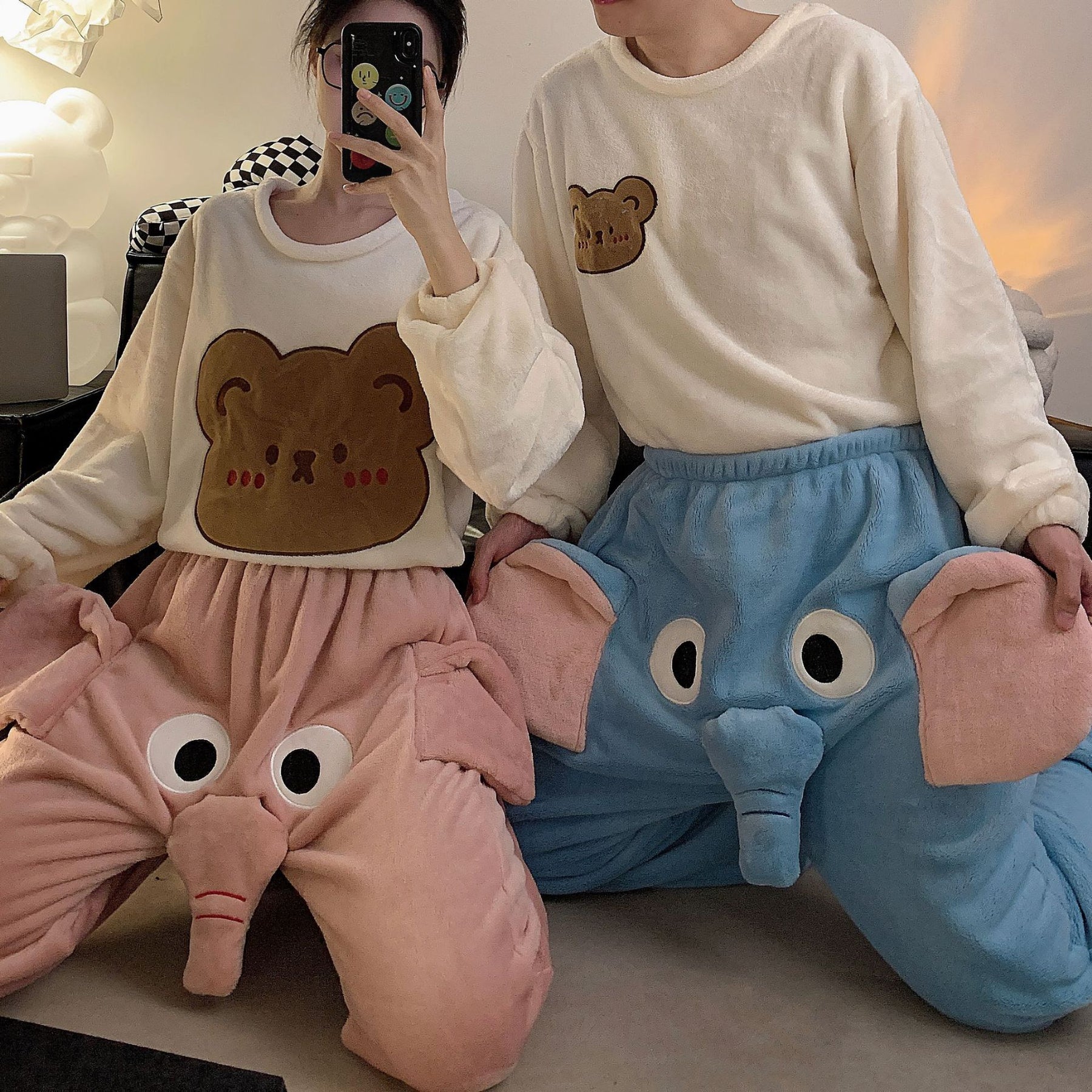 Unisex Funny Elephant Warm Pajamas